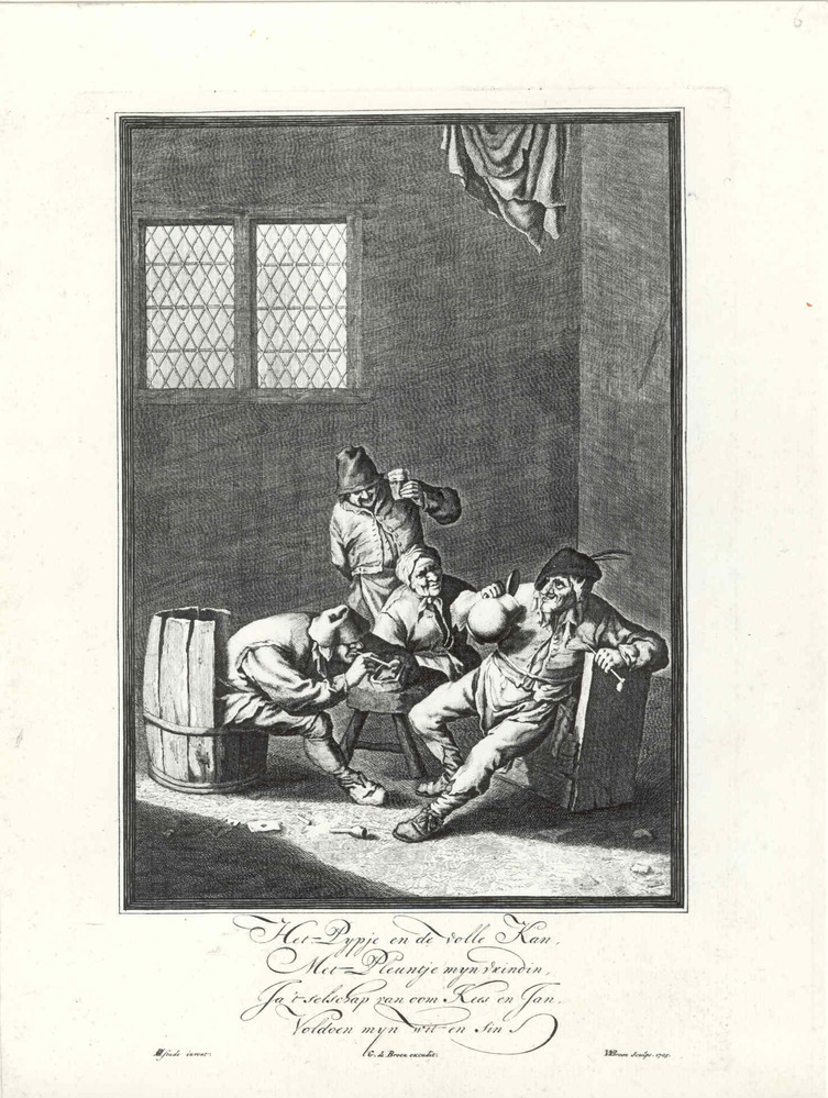 Drinkende boeren in een herberg (serie: Herbergtaferelen naar Van Ostade)